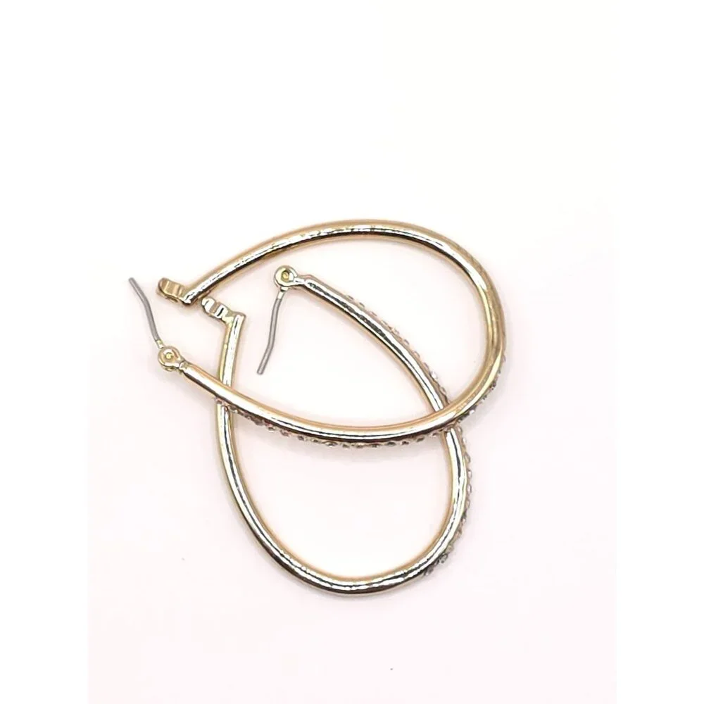 Chill Gold Tone Rhinestone Hoop Earrings Oval Shaped: Glow for the Win - Picture 3 of 6